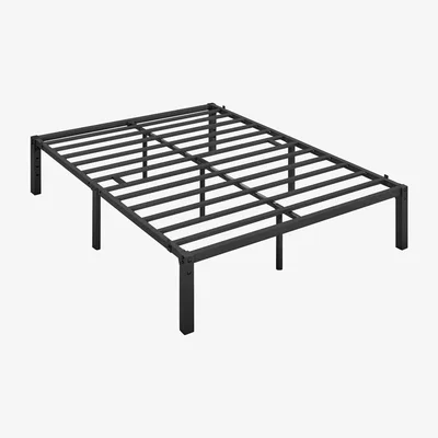 The Range Metal Bed Frame with Heavy Duty Steel Slat - Black / King