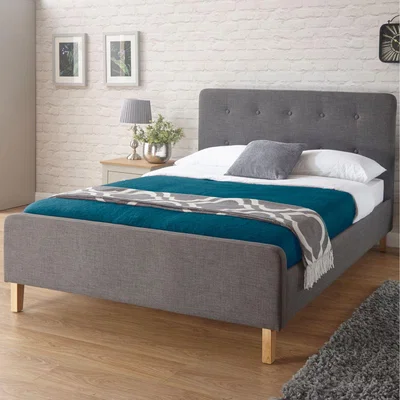The Range Ashbourne Fabric Low End Bed Frame  - Charcoal / King