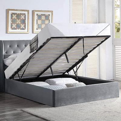 The Range Velvet Ottoman Storage Bed Frame With Deluxe Hybrid Mattress  - Grey / King