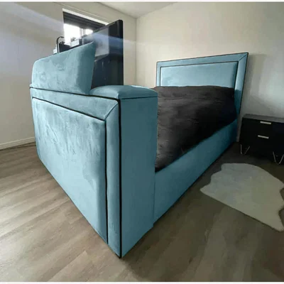 The Range Bisham Plush TV Bed Frame - Duck Egg / King