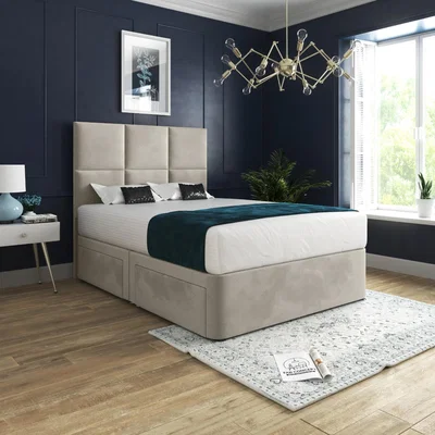 The Range Caprio Upholserted Floorstanding Headboard With Divan Bed Frame - Cream / King