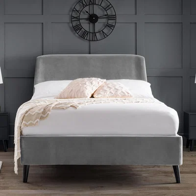 The Range Frida Curved Velvet King Size Bed - Grey - Grey