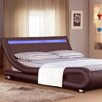 The Range Italian Designer Faux Leather LED Bed Frame In Chocolate - King