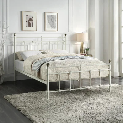 The Range Bayford Traditional Victorian Metal Bed Frame - White / King