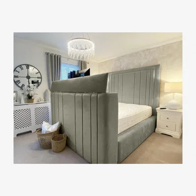 The Range Genna Plush TV Bed Frame - Grey / King