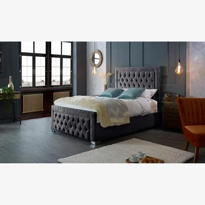 The Range Gelson Plush Bed Frame - Steel / King