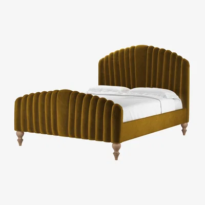 Sofa.com Bella King Bed in Nefertiti Gold Cotton Matt Velvet - sofa.com