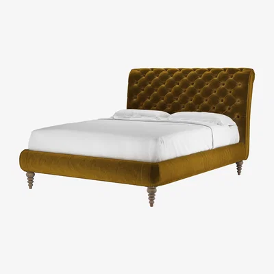 Sofa.com Knightsbridge without Footboard King Bed in Nefertiti Gold Cotton Matt Velvet - sofa.com