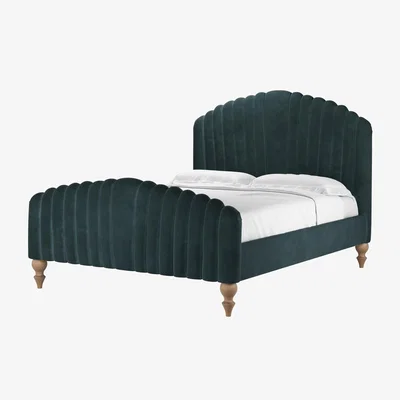 Sofa.com Bella King Bed in Deep Forest Aquaclean Clever Velvet
