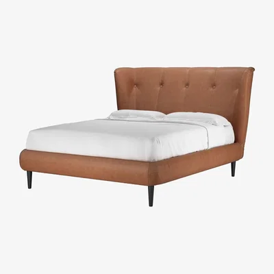 Sofa.com Audrey King Bed in Cognac Grain Leather - sofa.com