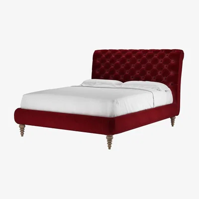Sofa.com Knightsbridge (No Footboard) King Bed in Claret Cotton Matt Velvet - sofa.com