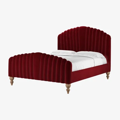 Sofa.com Bella King Bed in Claret Cotton Matt Velvet - sofa.com