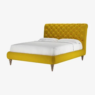 Sofa.com Knightsbridge (No Footboard) King Bed in Canary Cotton Matt Velvet - sofa.com
