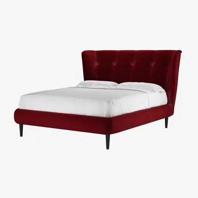 Sofa.com Audrey King Bed in Claret Cotton Matt Velvet - sofa.com