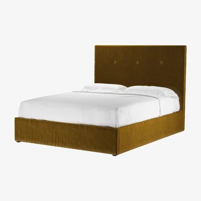 Sofa.com Avery 130cm King Ottoman Bed in Nefertiti Gold Cotton Matt Velvet - sofa.com