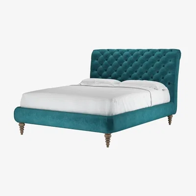 Sofa.com Perfectly Pristine Knightsbridge without Footboard King Bed in Neptune Smart Velvet - sofa.com