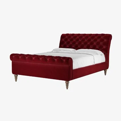 Sofa.com Knightsbridge King Bed in Claret Cotton Matt Velvet - sofa.com