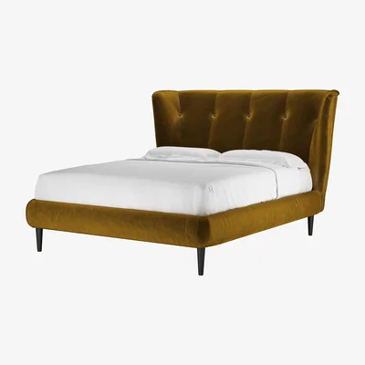 Sofa.com Audrey King Bed in Nefertiti Gold Cotton Matt Velvet - sofa.com