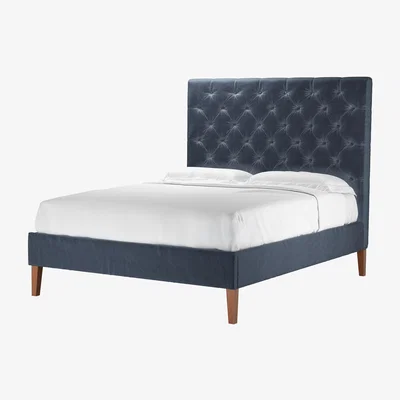 Sofa.com Rosalie 150cm King Bed in Skyfall Cotton Matt Velvet