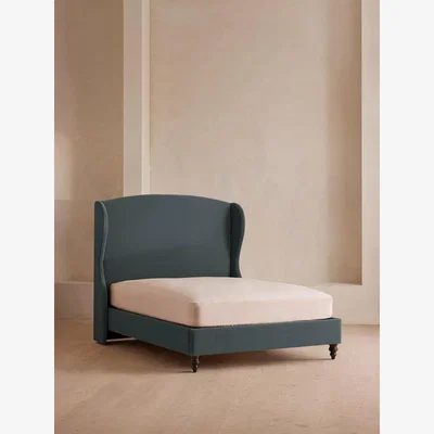 Soho Home Rivas Bed, King, Velvet, Grey Blue