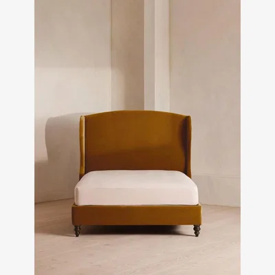 Soho Home Rivas Bed, King, Velvet, Mustard
