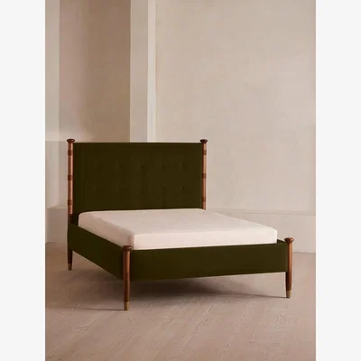Soho Home Paolo Bed, King, Velvet, Olive