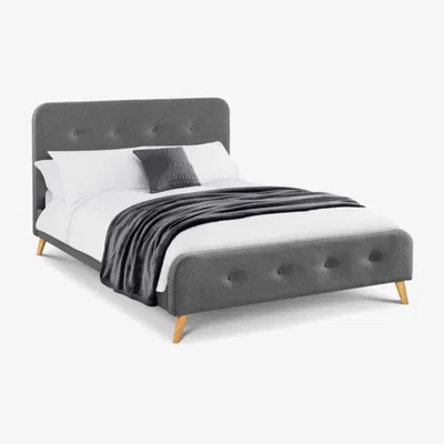 Teddy Beau Julian Bowen Astrid Curved Retro Buttoned Bed / Grey / King
