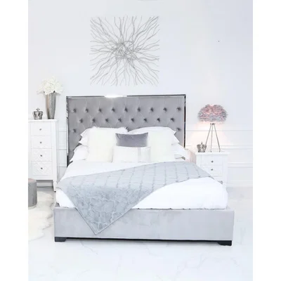 Teddy Beau Deco Home Grey Monaco King Size Bed Frame