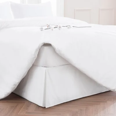 Dunelm Dorma 300 Thread Count 100% Cotton Sateen Plain White Pleated Valance White