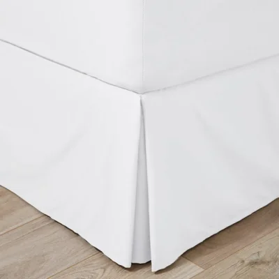 Dunelm Easycare Plain Dye 100% Cotton 180 Thread Count White Pleated Valance White