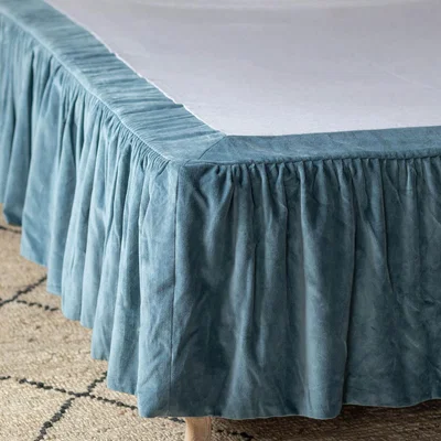 Graham & Green Graham and Green King Size Smoke Blue Velvet Frill Edged Valances