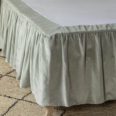 Graham & Green Graham and Green King Size Pale Sage Velvet Frill Edged Valances