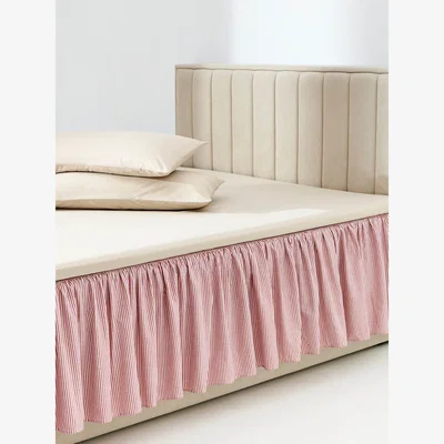 Westwing Striped Cotton Bed Valance Twyla with Ruffles