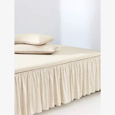 Westwing Gingham Cotton Bed Valance Twyla with Ruffles
