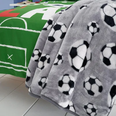 Dunelm Catherine Lansfield Football Blanket Grey Grey/White
