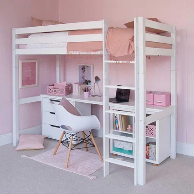 Barker and Stonehouse Buddy Beech High Sleeper Loft Single Bed Pure White | Barker & Stonehouse