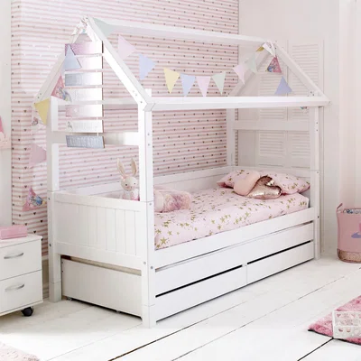 Barker and Stonehouse Barney Playhouse Single Bed Frame, White | Barker & Stonehouse