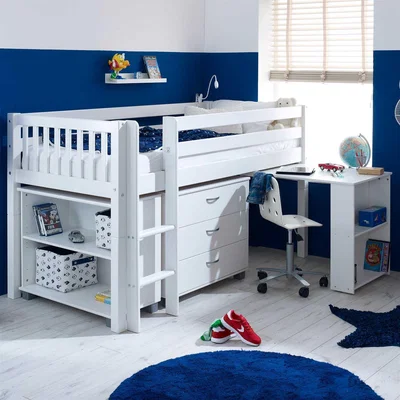 Barker and Stonehouse Ferdie Midsleeper With Pull Out Desk White Single Bed Frame | Barker & Stonehouse