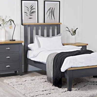 Chiltern Oak Furniture Suffolk Midnight Grey Painted Oak Single Bed Frame