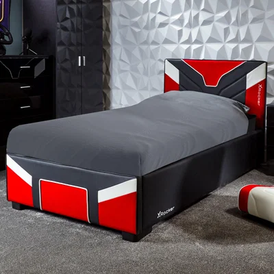 Dunelm X Rocker Cerberus Single Gaming Bed in a Box Red and White