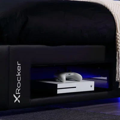 Dunelm X Rocker Cerberus Twist TV Single Gaming Bed Blue