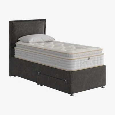 Furniture Village The Handmade Bed Company - Boutique 3000 Pillow Top Divan Set With No Storage - Single - Rhodeo Charcoal