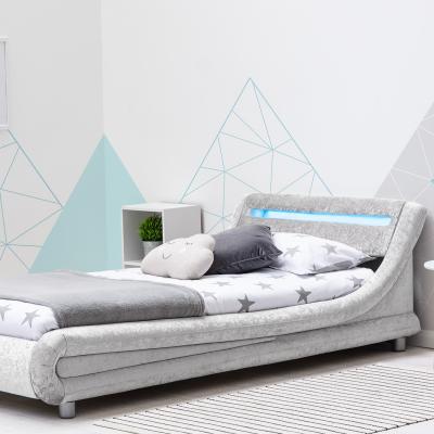 The Range Barcelona Silver Crushed Velvet LED Bed - Silver / Single