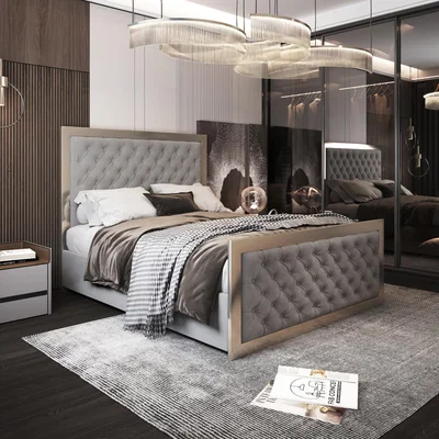 The Range Maddison Upholstered Soft Velvet Metal Bed Frame - Grey / Single