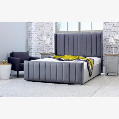 The Range Caira Plush 4 Inch Solid Thick Bed Frame With Winged Headboard - Steel / Single
