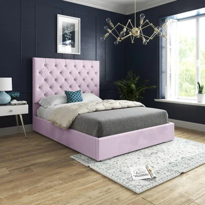 The Range Alma Upholstered Soft Velvet Bed Frame - Pink / Single