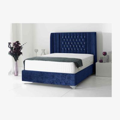 The Range Adil Luxury Modern Plush Velvet Bed Frame   - Blue / Single