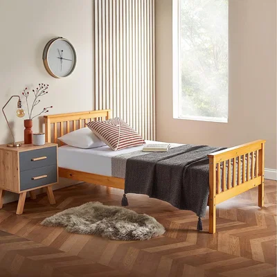 The Range Solid Wooden Bed Frame Pine Wood - Brown / Single