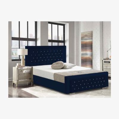 The Range Madlaina Upholstered Crush Velvet Bed Frame - Blue / Single