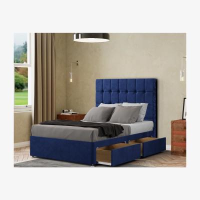 The Range Venezia Divan Bed 2 Drawers Floor Standing Headboard Matching Buttons Plush - Navy / Single